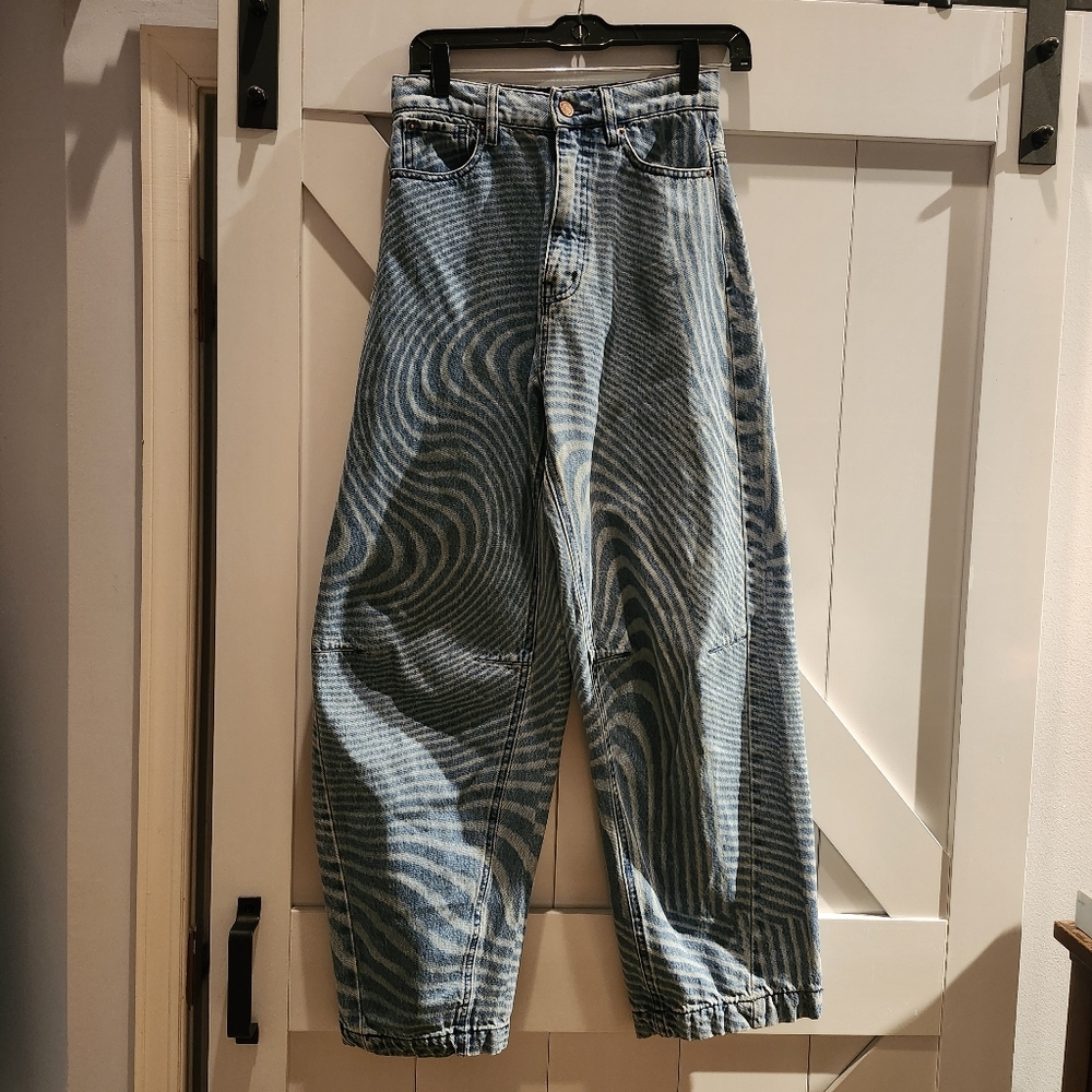 Urban Outfitters BDG RIH Extreme Baggy Pyschodelic Blue Striped Jeans Size 25